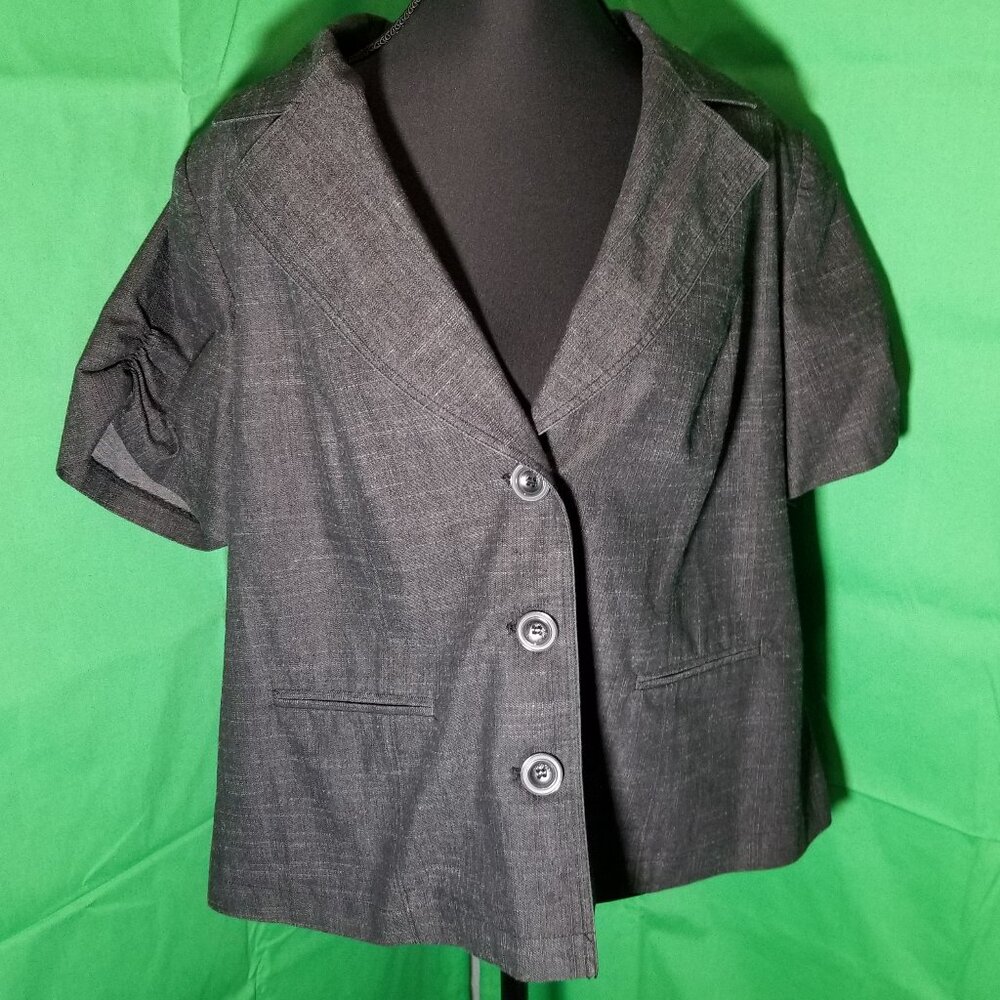 DressBarn Blue Short Sleeve Blazer Jacket Womens Plus Size 1X‎ Workwear City